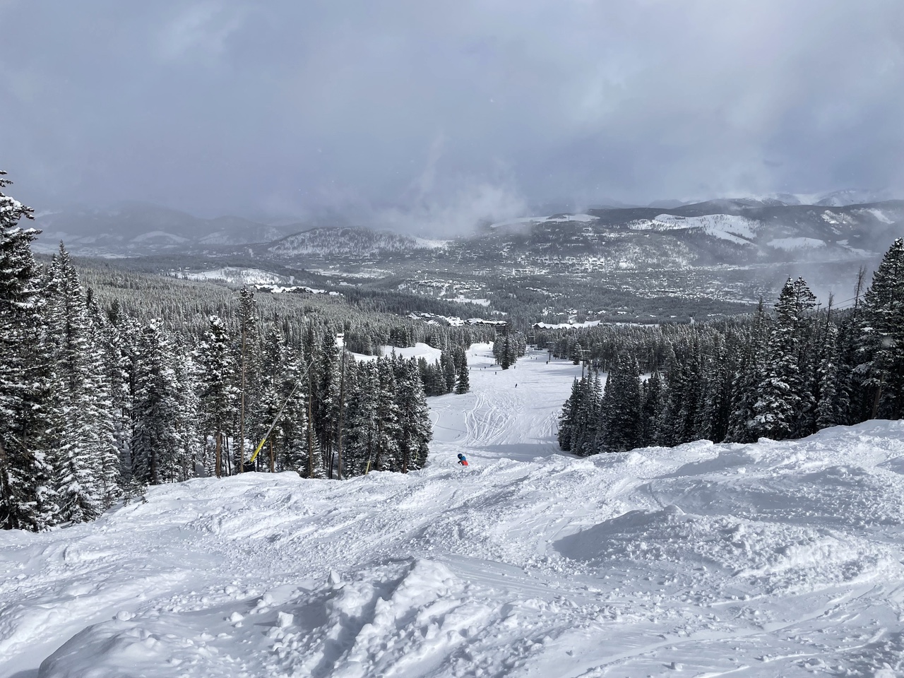 Skiing moguls at Breckenridge Ski Resort, Colorado