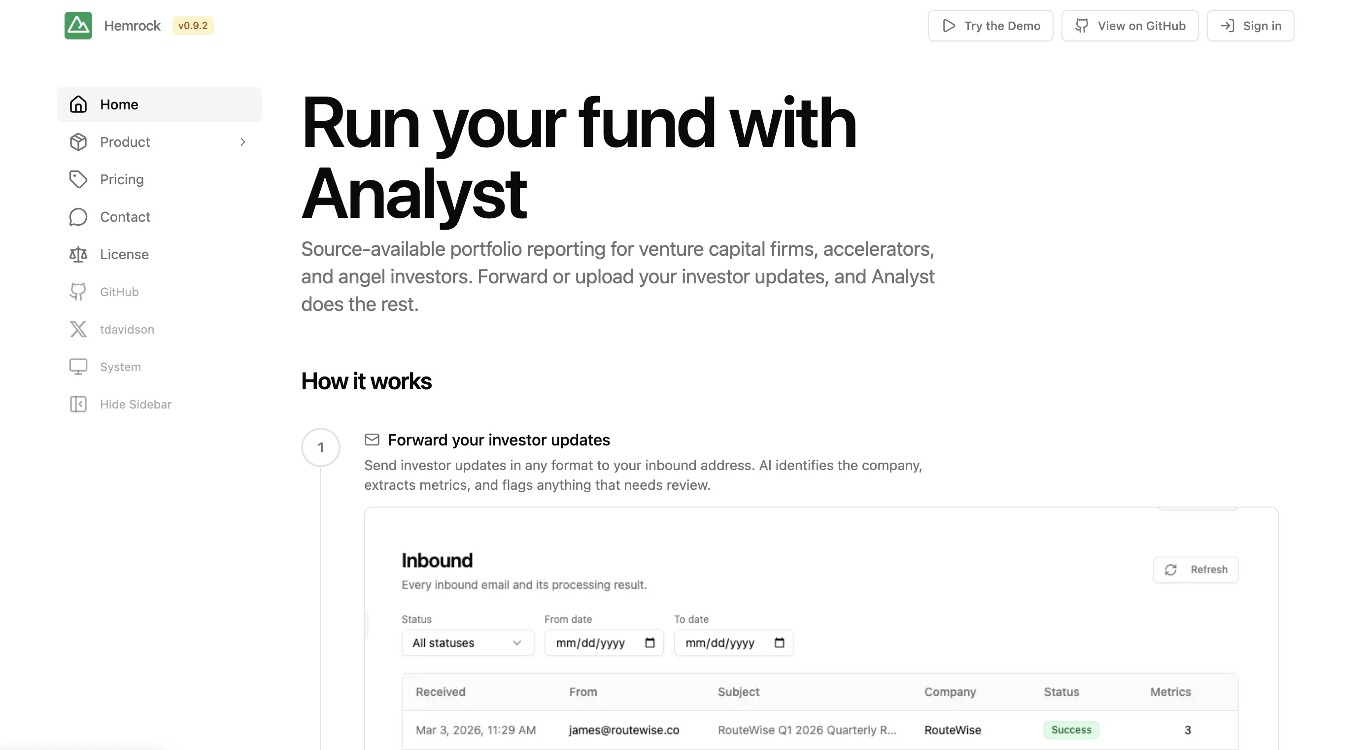Screenshot of portfolio reporting